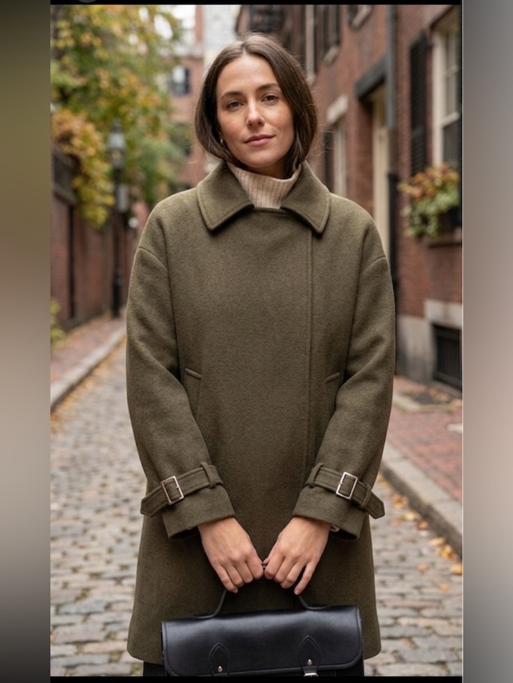 ASOS Women’s Green Trench Coat Minimalist Tailored Jacket Size 4